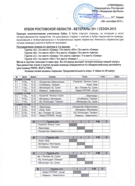 Кубок Ростовской области - ветераны 35+ 