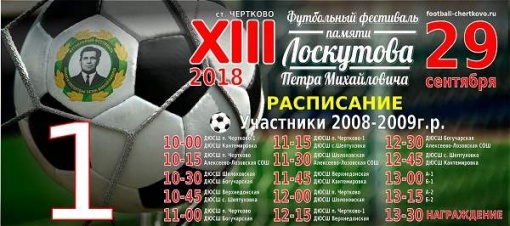  Расписание XIII футбольный фестиваль памяти Петра Михайловича Лоскутова